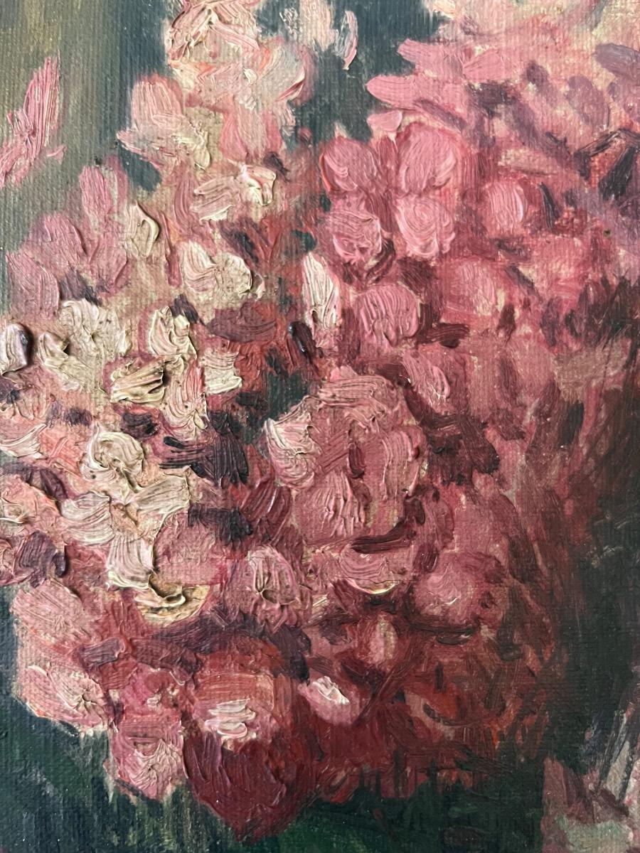 Huile sur toile bouquet lilas 1930