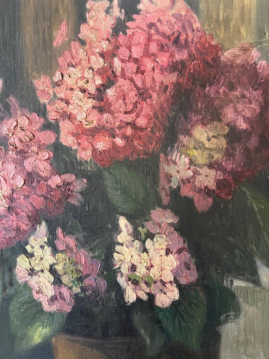 Huile sur toile bouquet lilas 1930