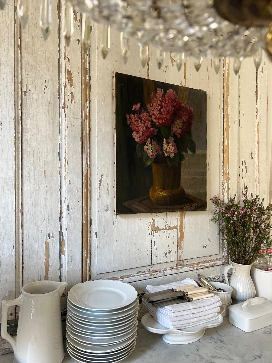 Huile sur toile bouquet lilas 1930