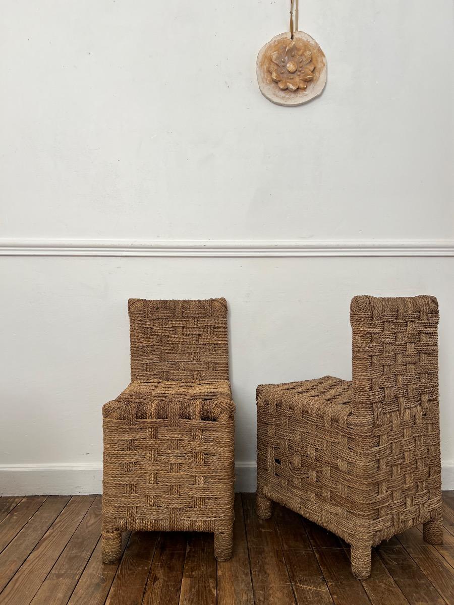 Paire de chaises corde tressée 1960