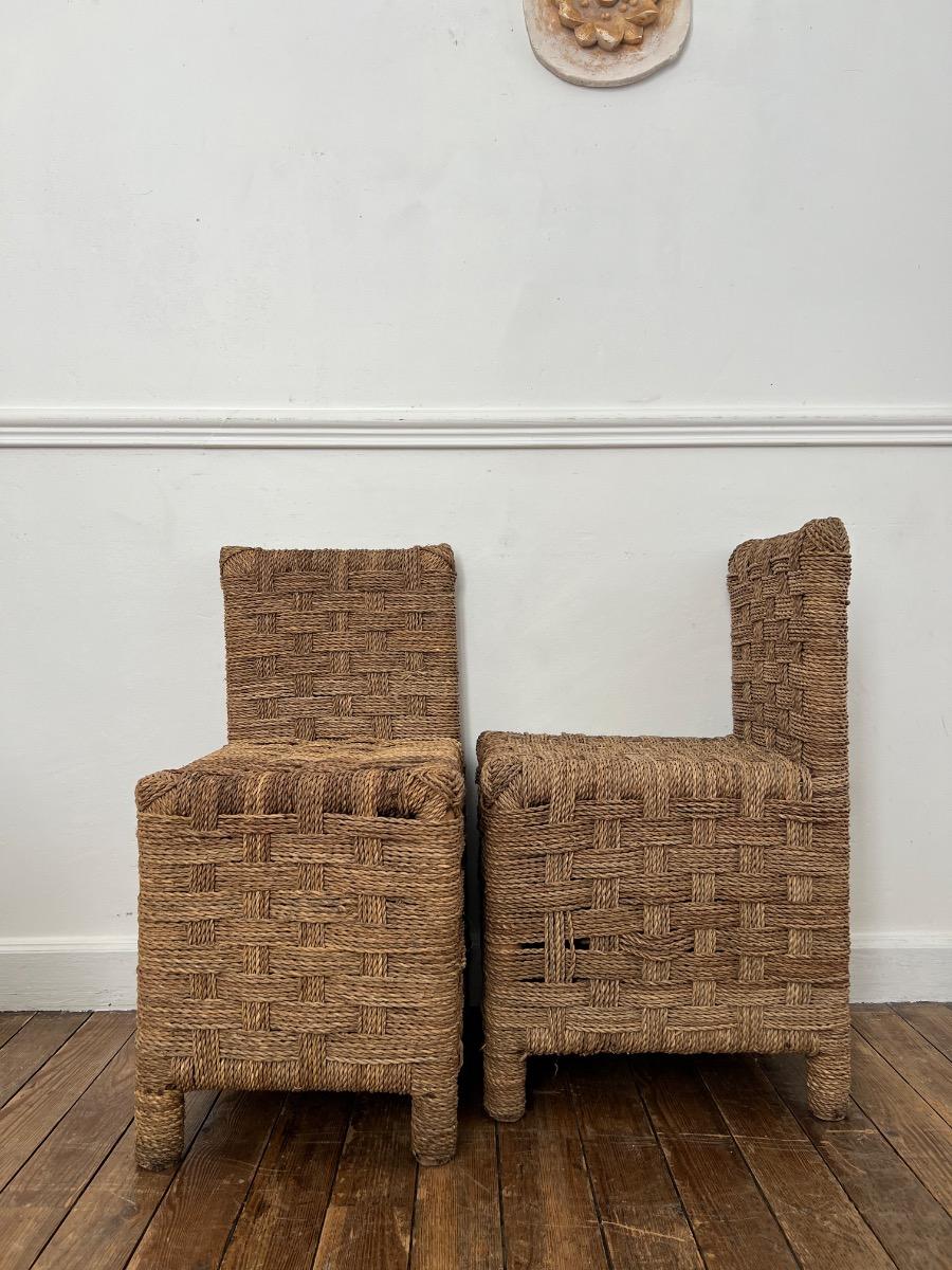 Paire de chaises corde tressée 1960