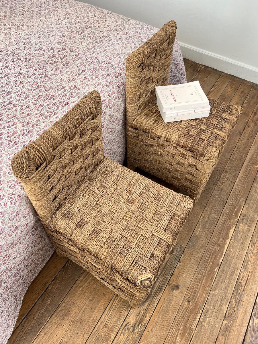 Paire de chaises corde tressée 1960