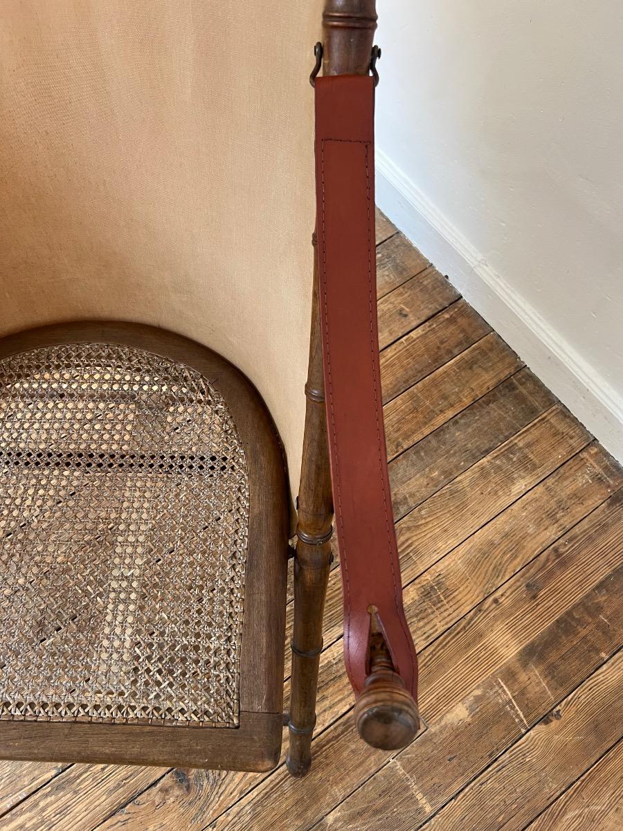 Fauteuil d’officier pliant cannage cuir 1920