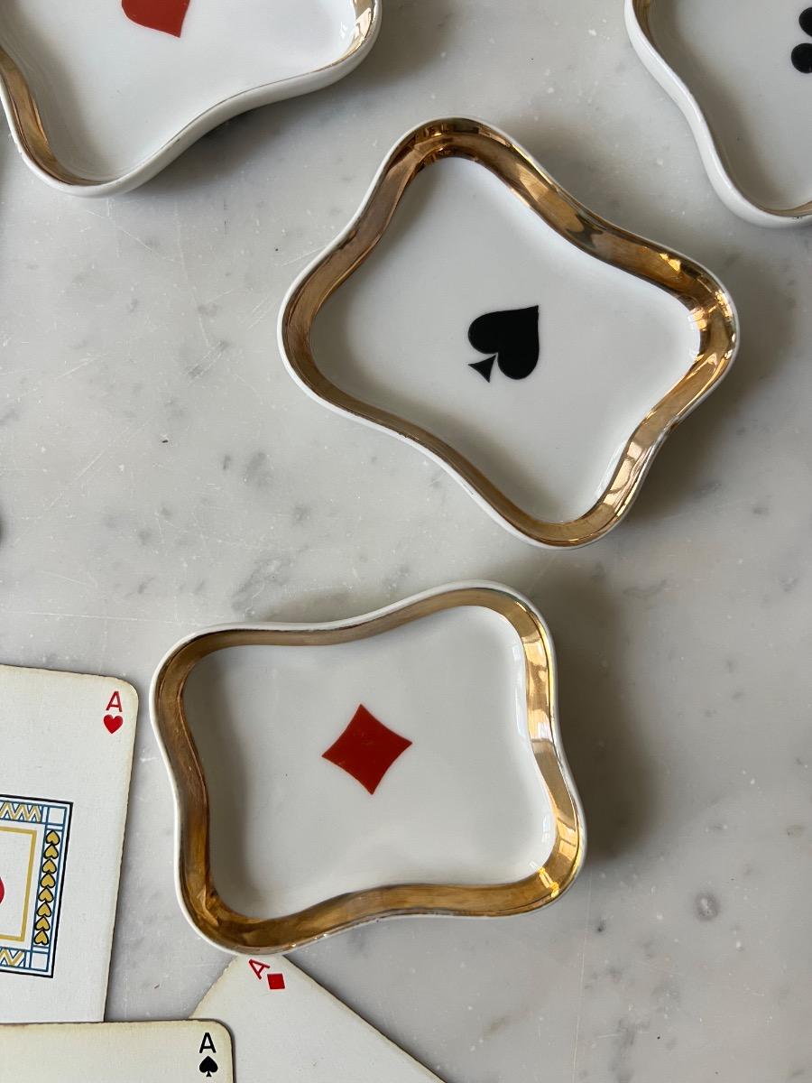 4 coupelles / cendriers à jeu porcelaine 1950