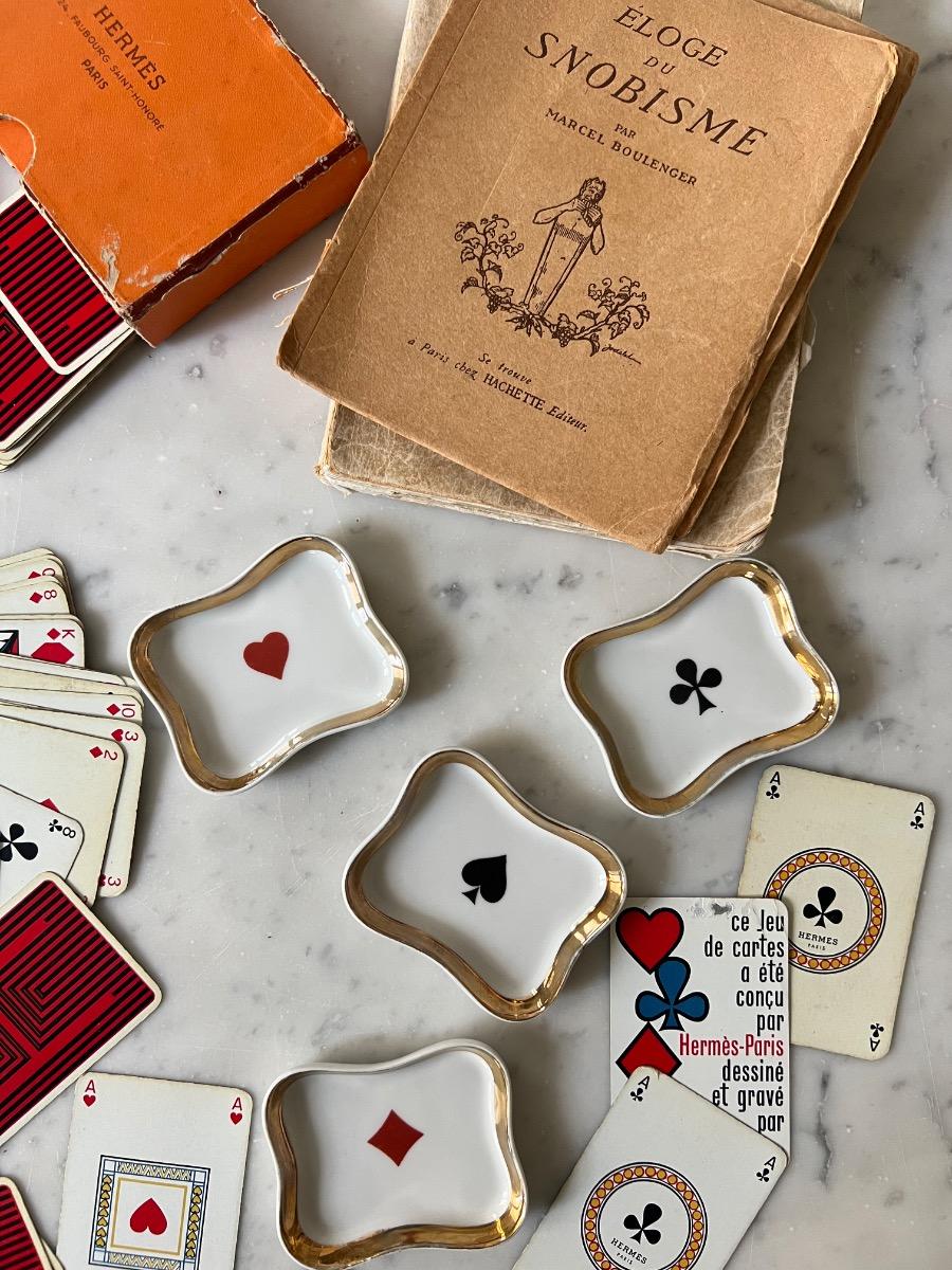 4 coupelles / cendriers à jeu porcelaine 1950