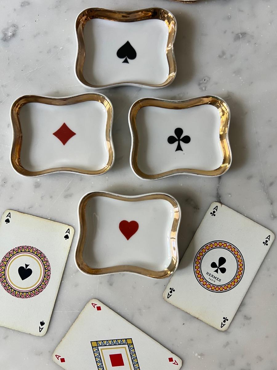 4 coupelles / cendriers à jeu porcelaine 1950