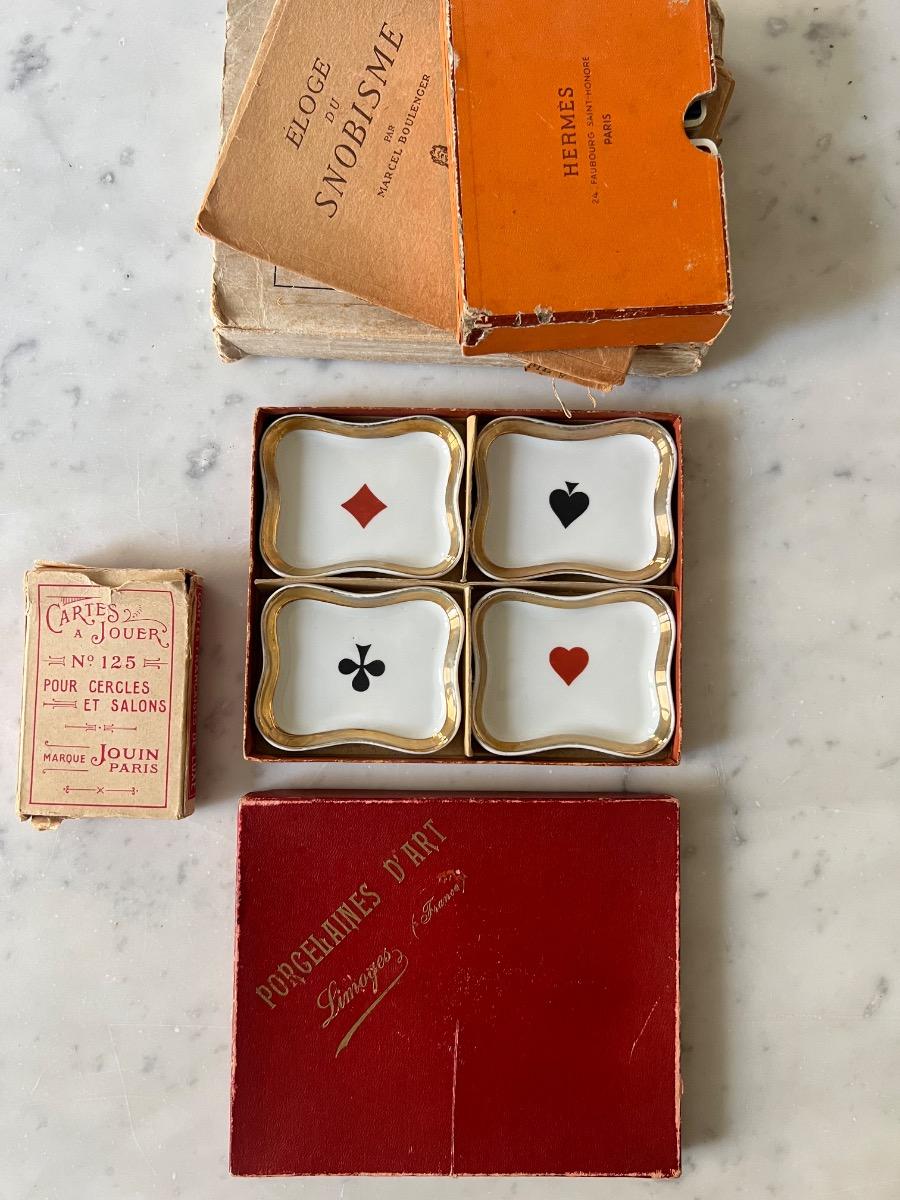 4 coupelles / cendriers à jeu porcelaine 1950