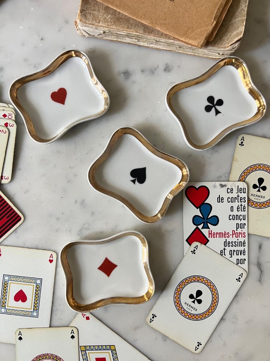 4 coupelles / cendriers à jeu porcelaine 1950