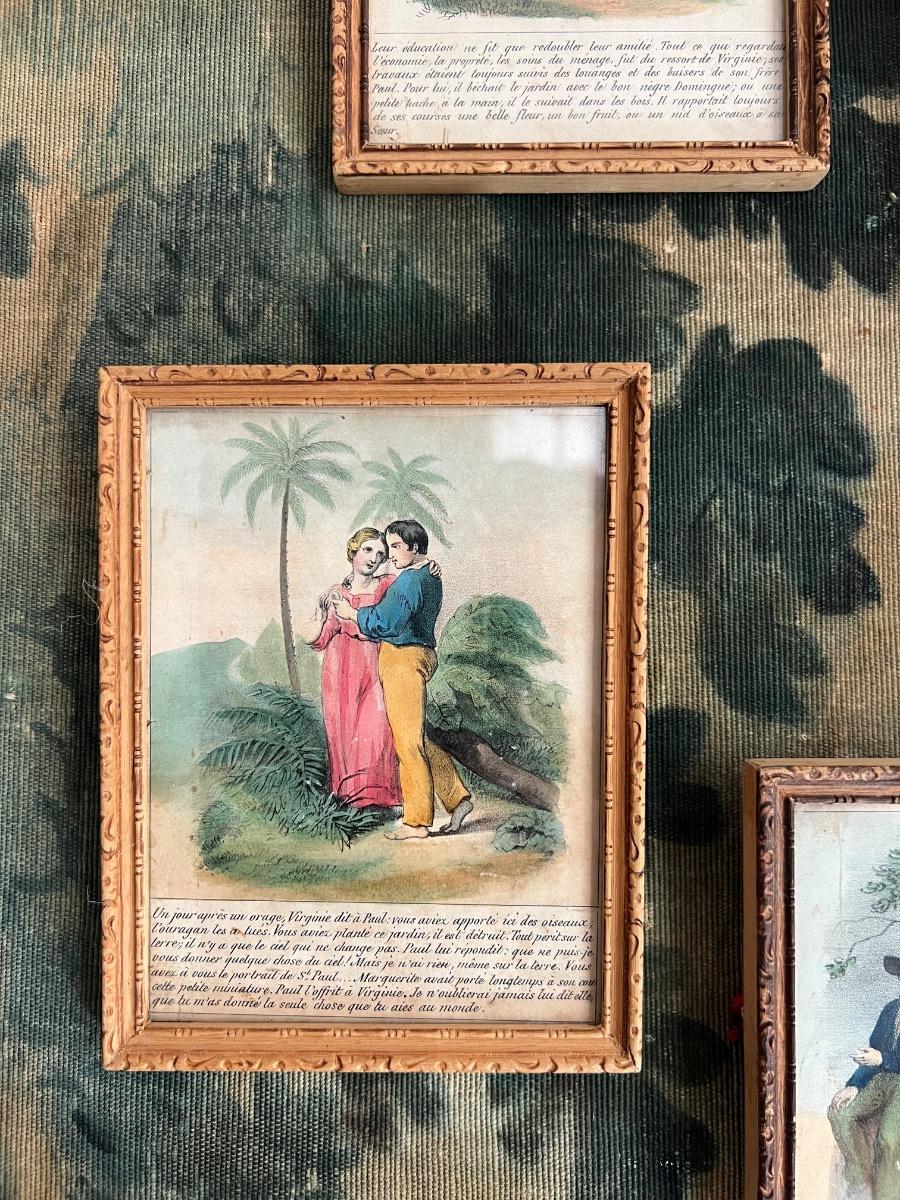 Suite de 10 gravures encadrées 