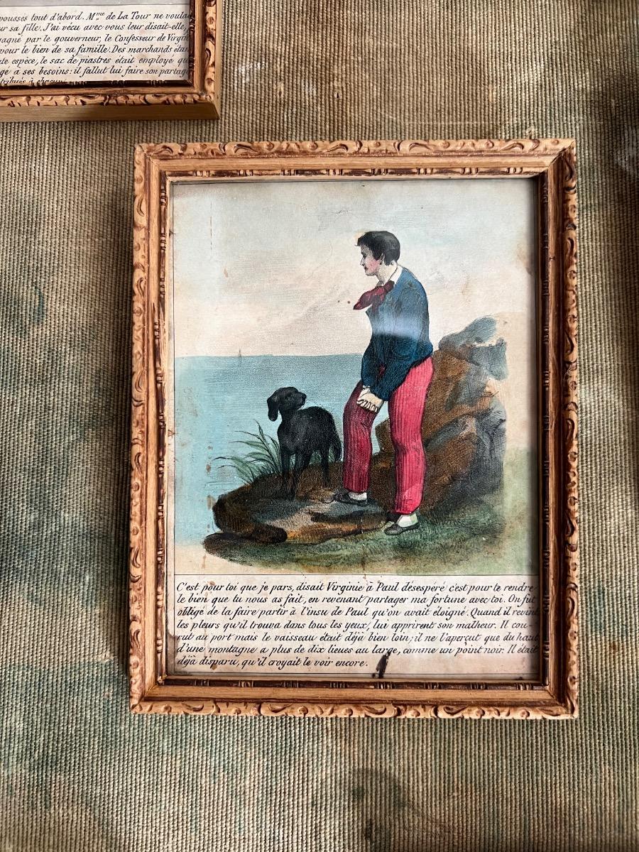 Suite de 10 gravures encadrées 