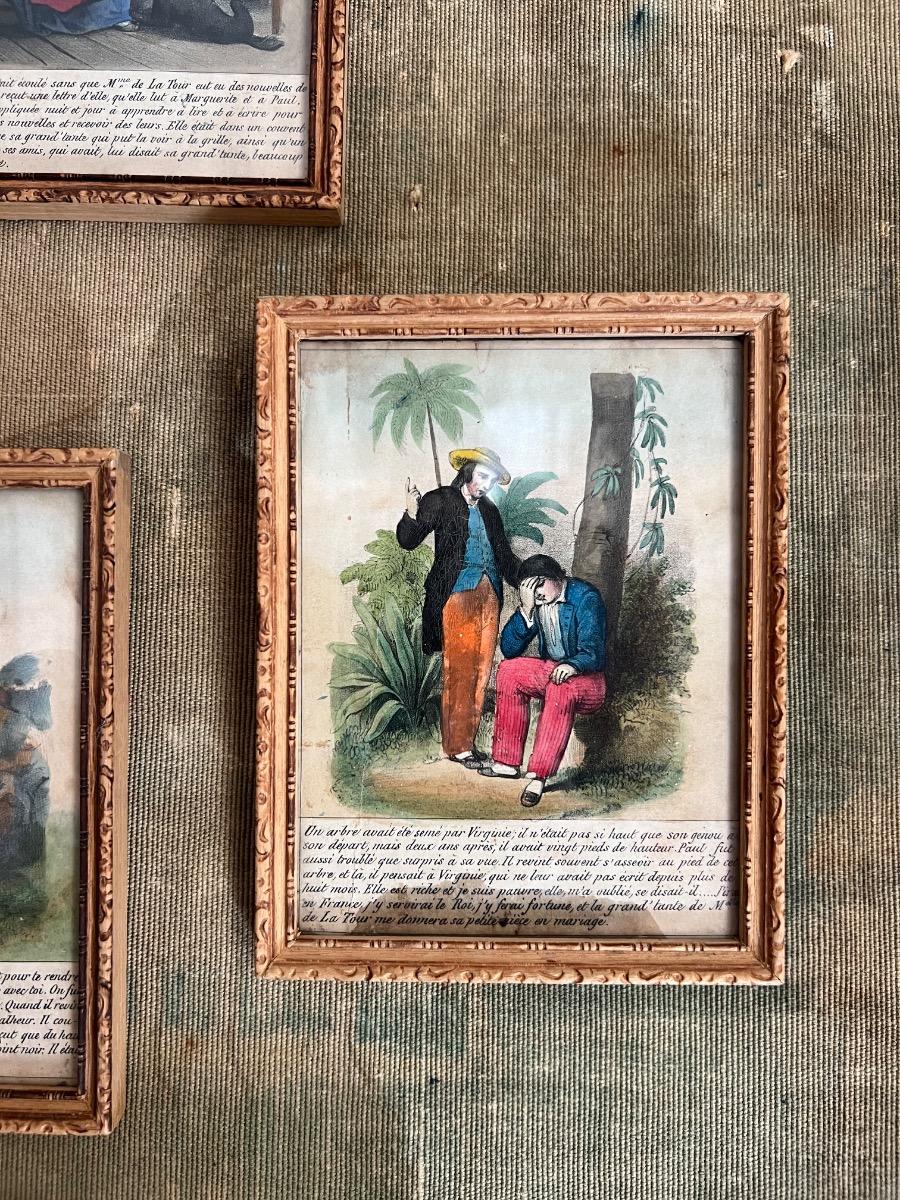 Suite de 10 gravures encadrées 