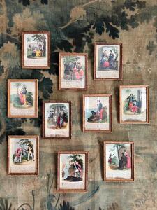 Suite de 10 gravures encadrées 