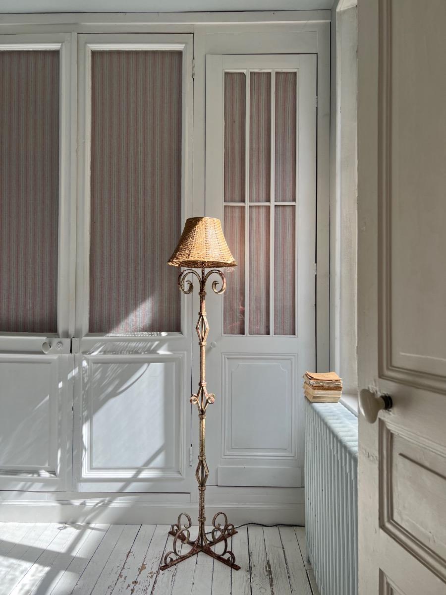 Lampe de parquet fer forgé 1940