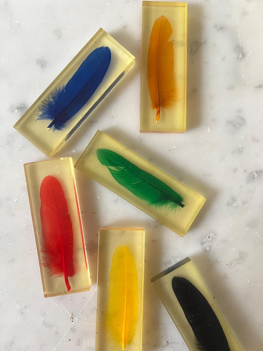 Service 12 porte-couteaux inclusion plumes