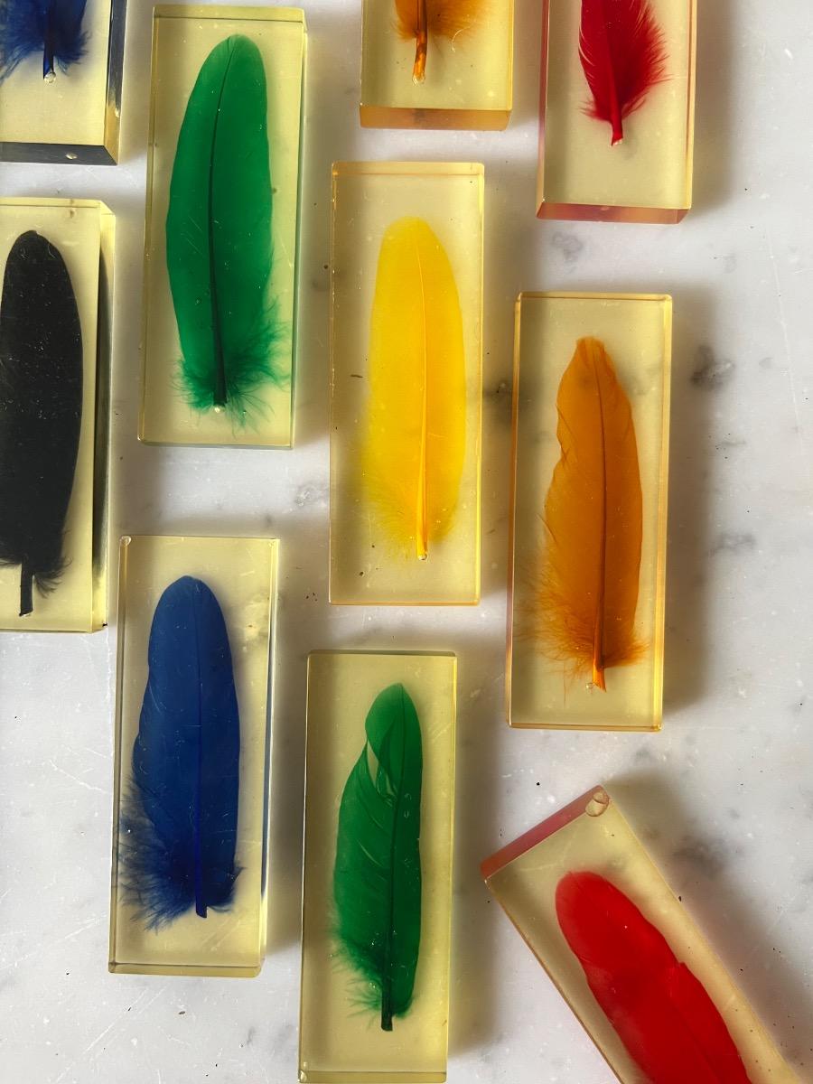 Service 12 porte-couteaux inclusion plumes