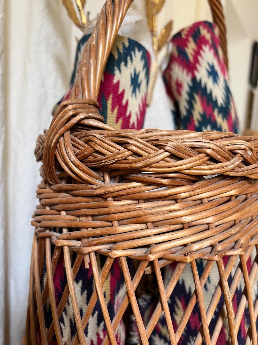 Grand panier oblong osier 1950