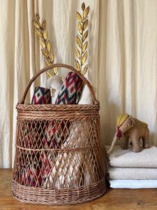 Grand panier oblong osier 1950