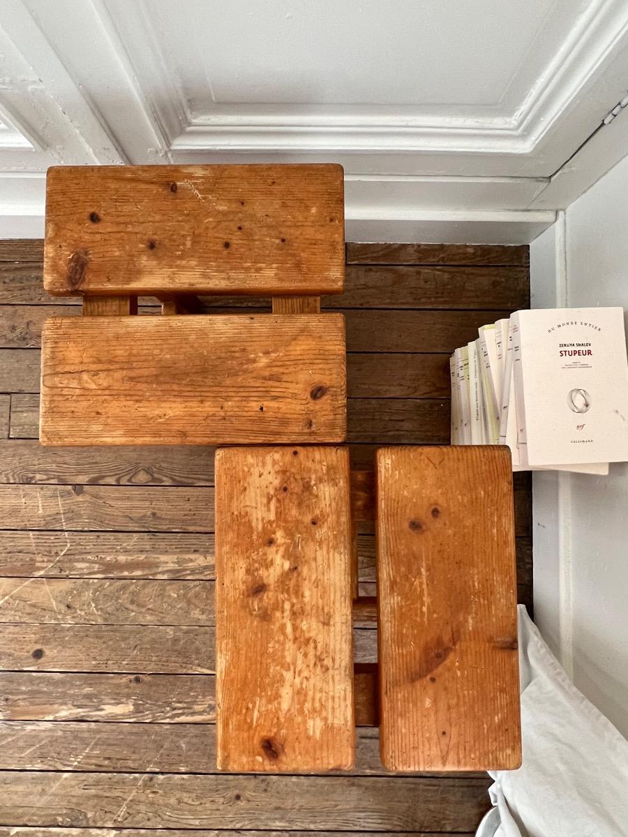 Paire de tabourets sapin 1960