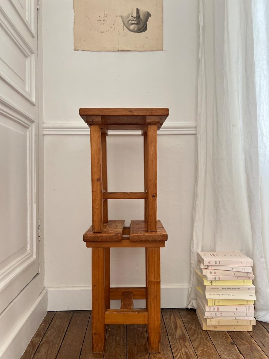 Paire de tabourets sapin 1960