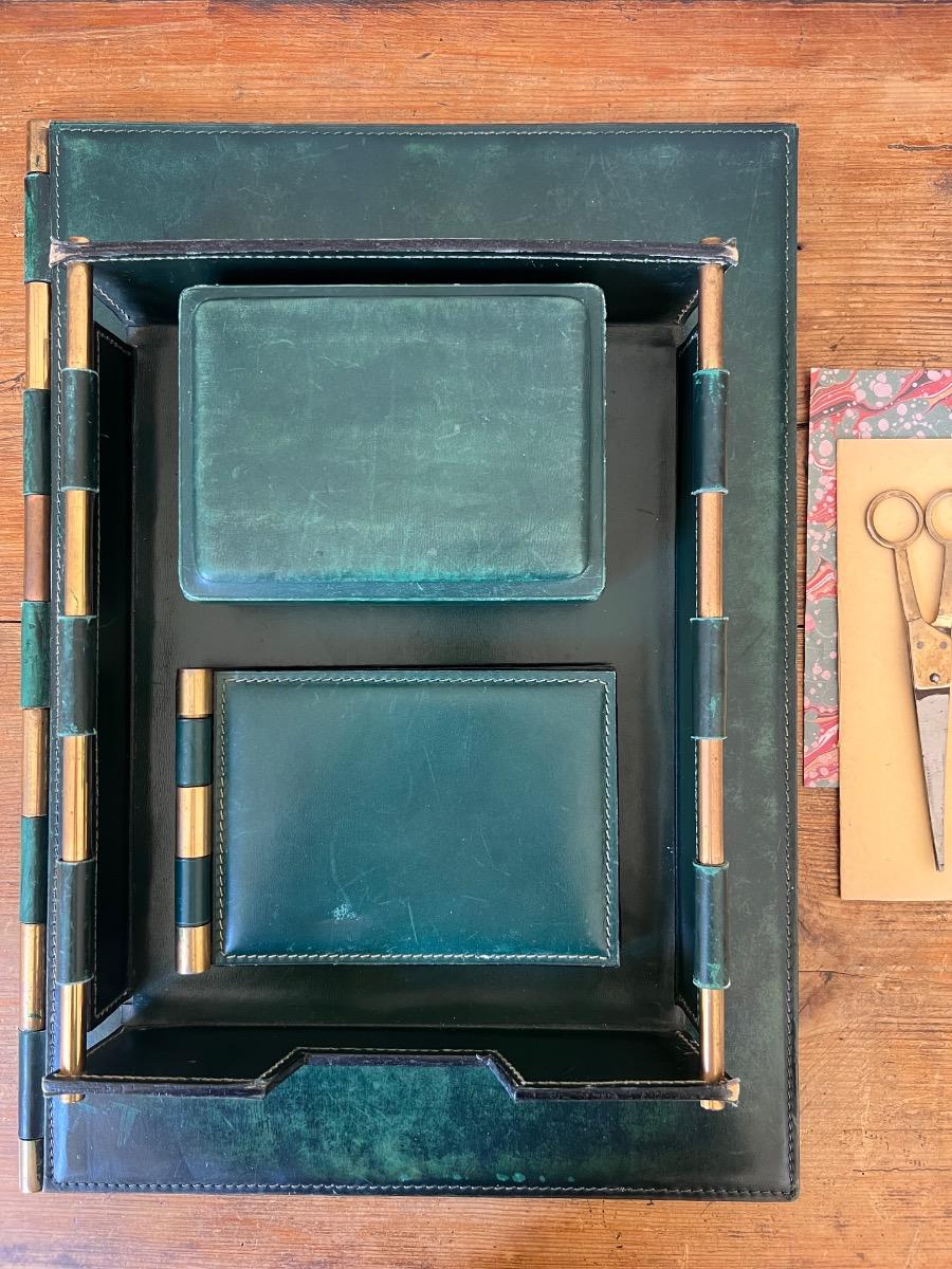 Nécessaire de bureau cuir laiton 1960