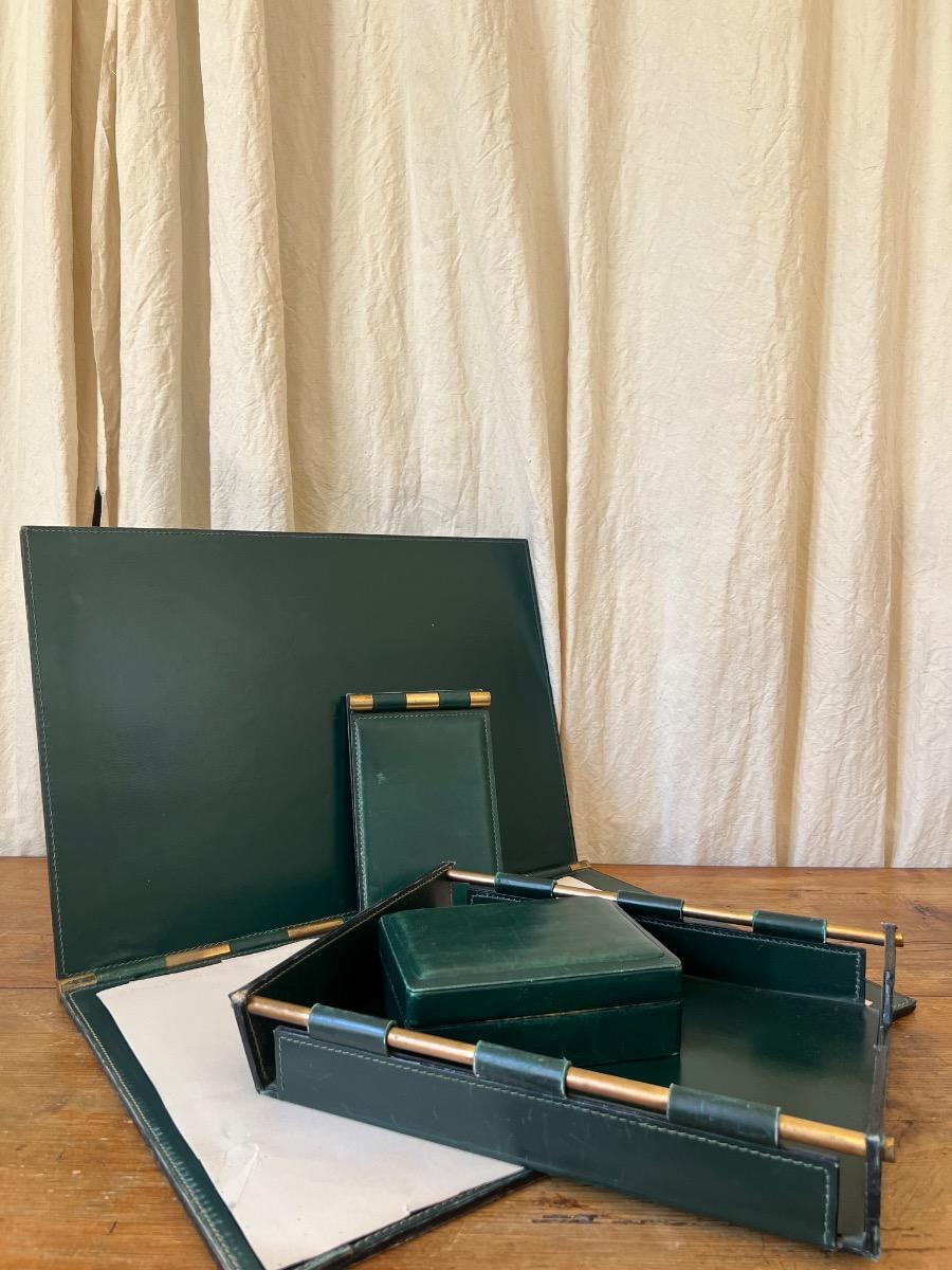 Nécessaire de bureau cuir laiton 1960
