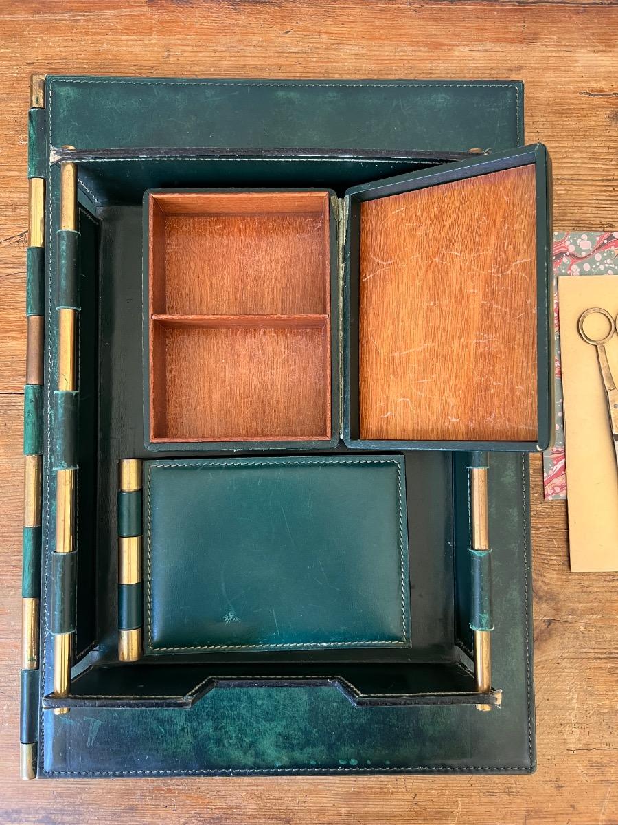 Nécessaire de bureau cuir laiton 1960