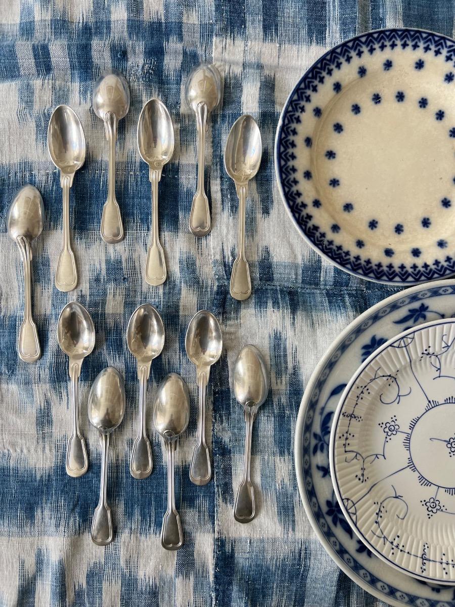 Service 12 cuillères dessert métal argenté 