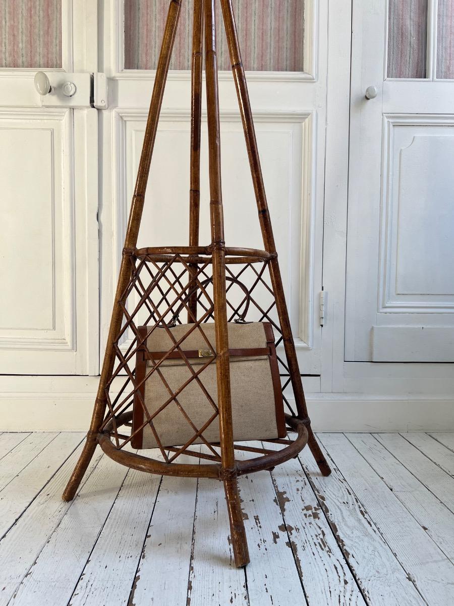Porte-manteau / chapeau rotin 1960