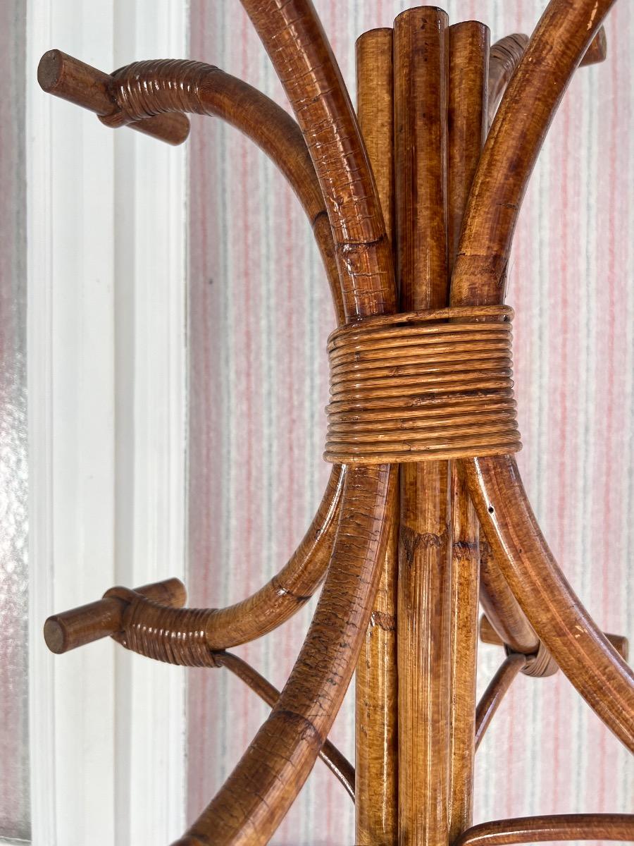 Porte-manteau / chapeau rotin 1960