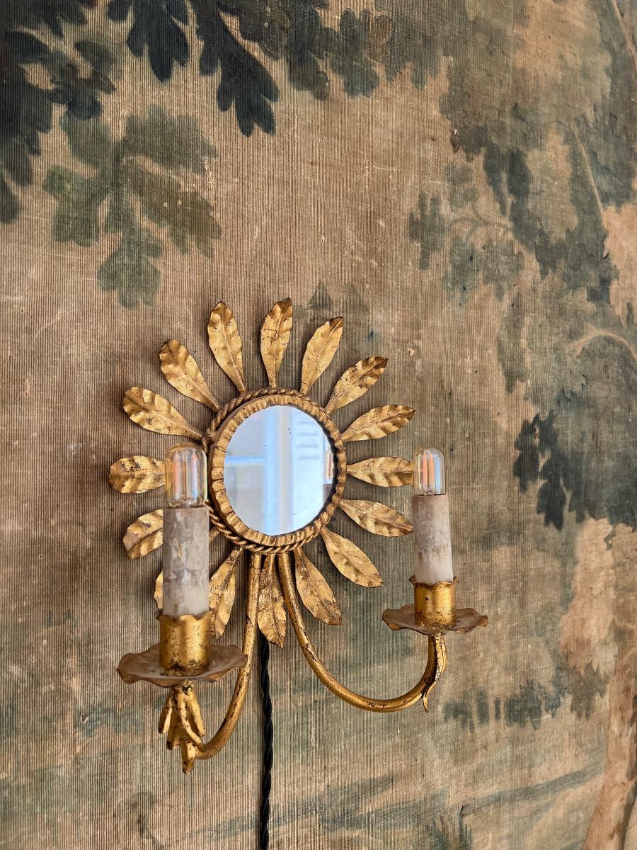 Paire d’appliques métal doré 1950