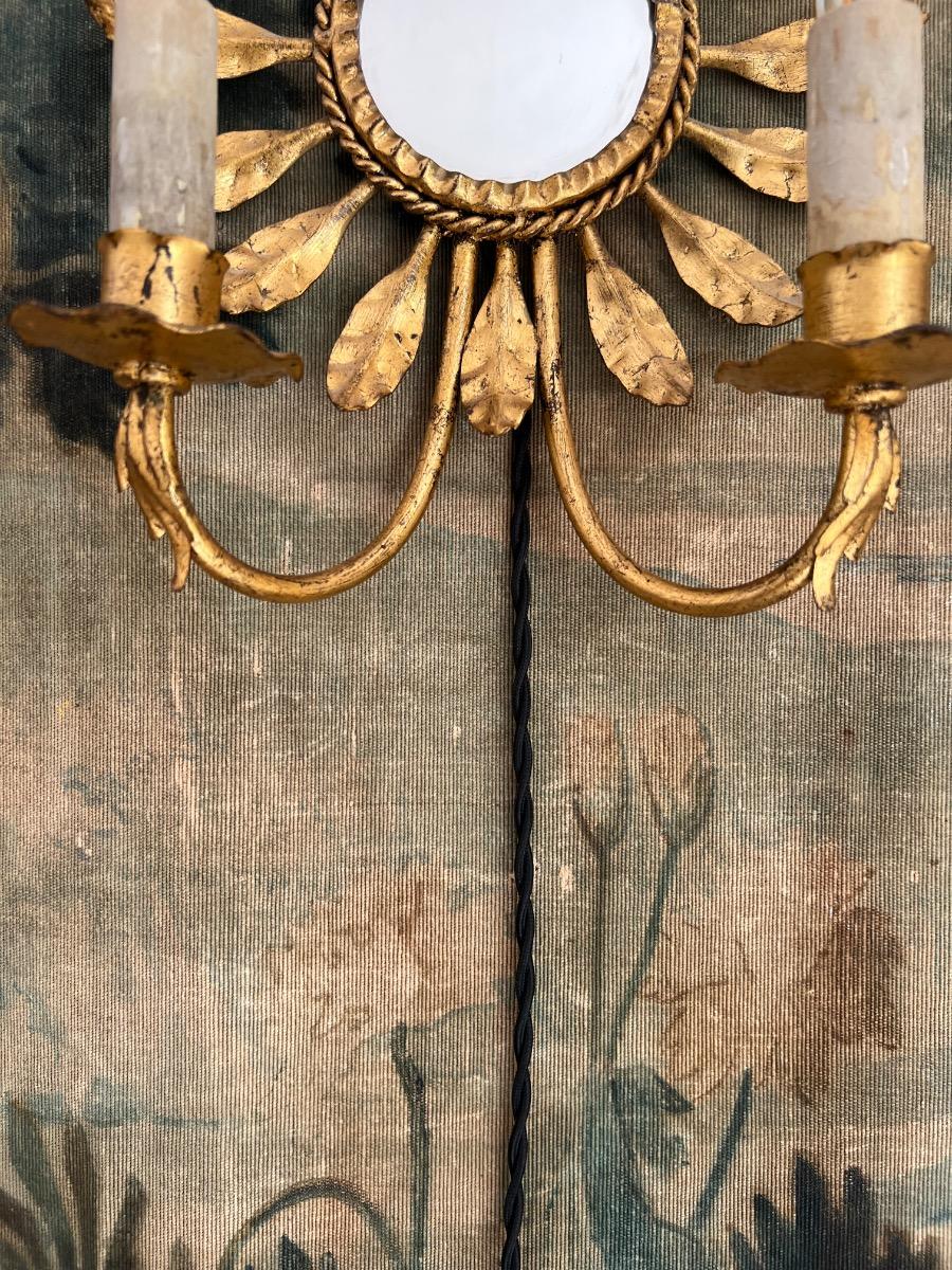 Paire d’appliques métal doré 1950