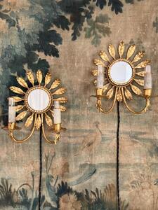 Paire d’appliques métal doré 1950