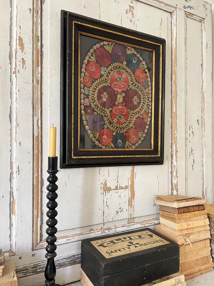 Ouvrage de broderie XIXème encadré 