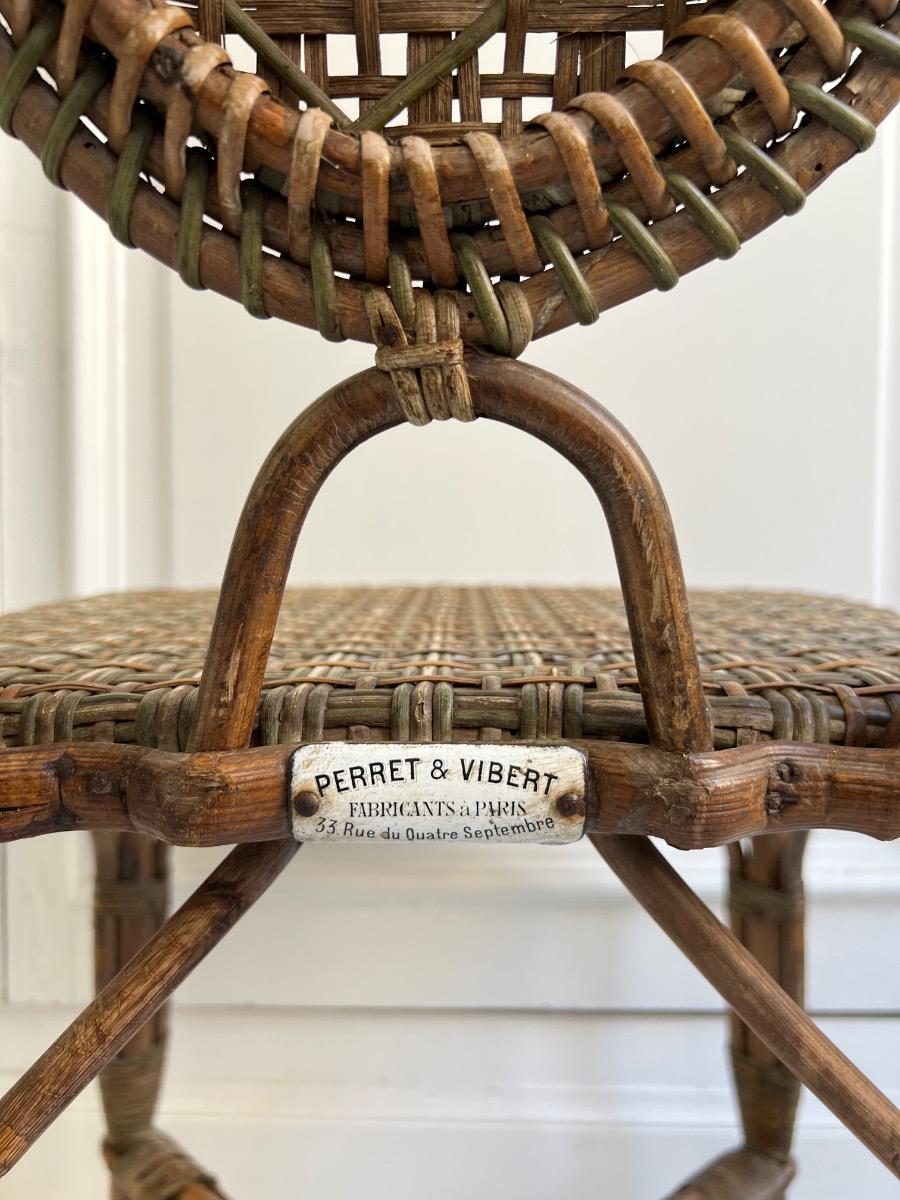Paire de chaises en rotin Perret & Vibert 1920