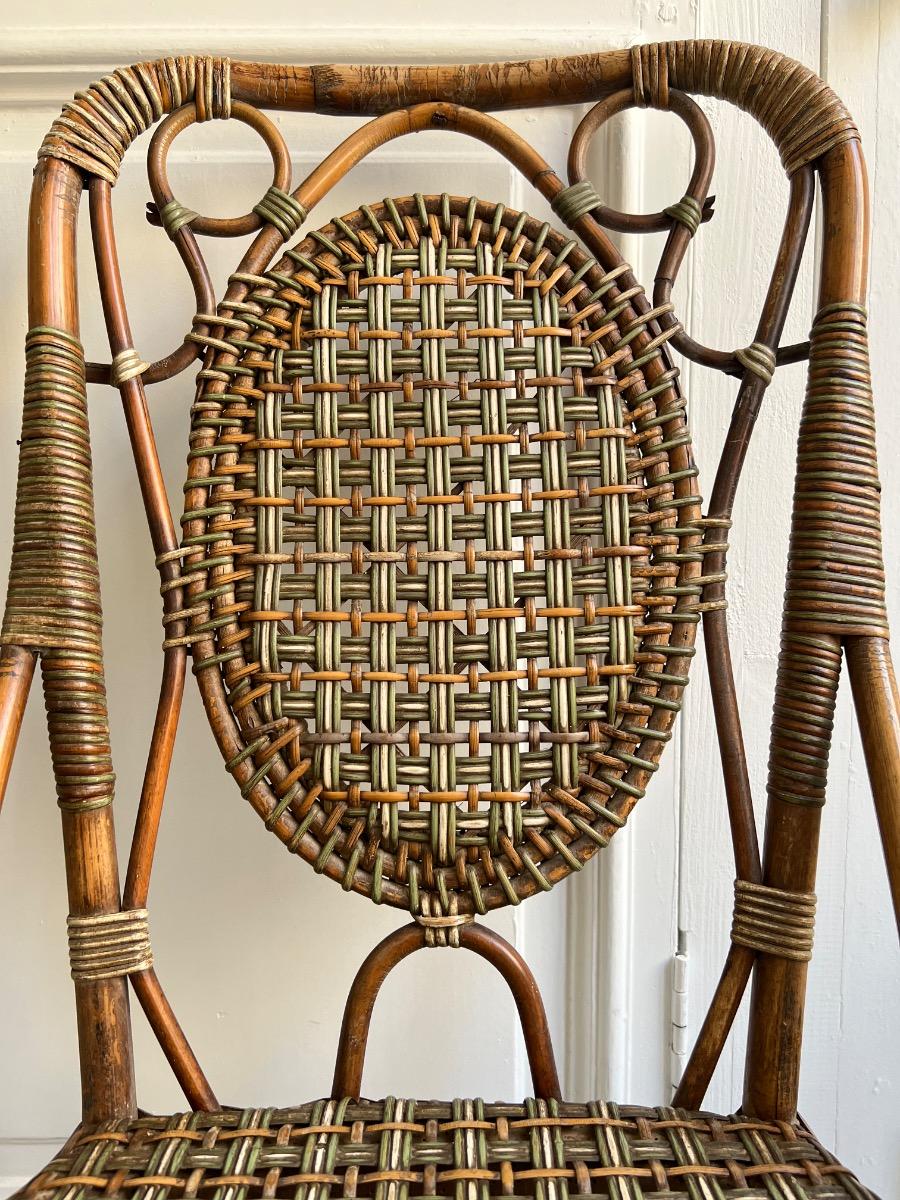 Paire de chaises en rotin Perret & Vibert 1920