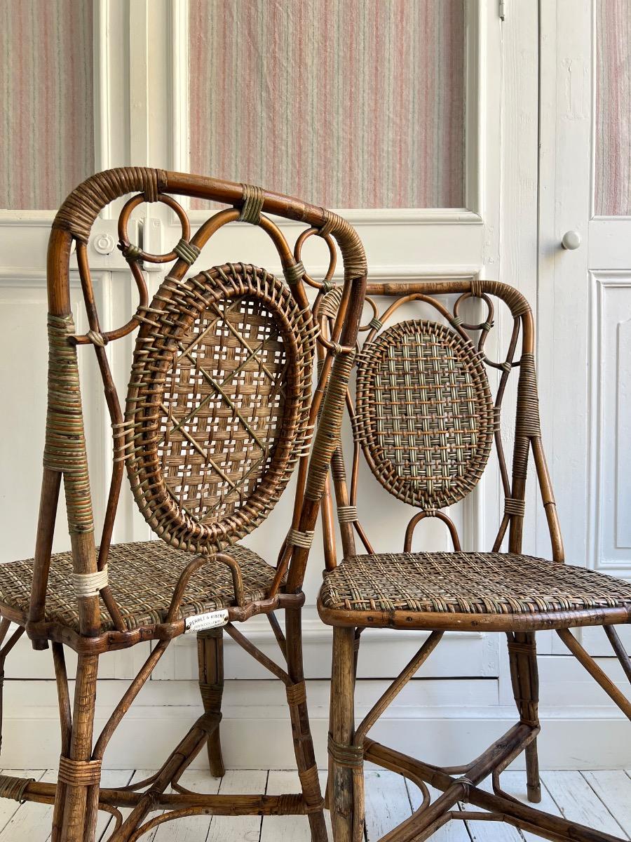 Paire de chaises en rotin Perret & Vibert 1920