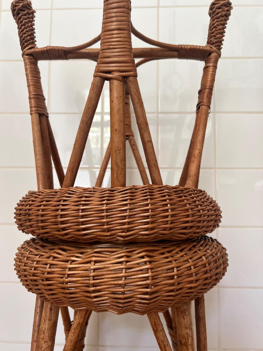 Paire de tabourets osier 1960