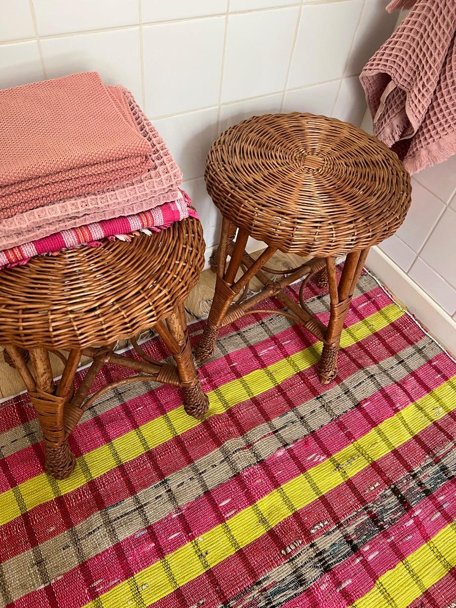 Paire de tabourets osier 1960