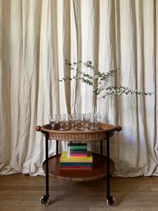 Desserte roulante rotin métal 1950