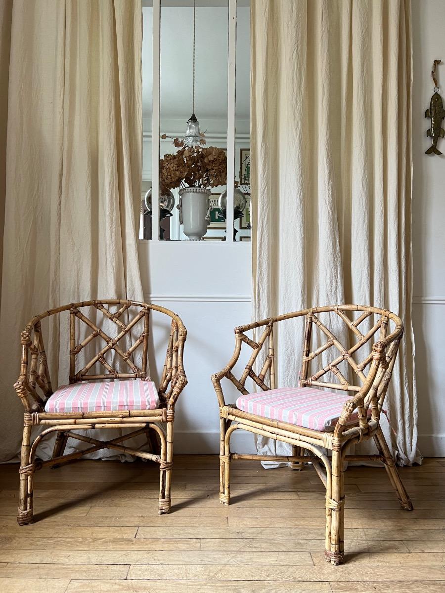 Salon bambou rotin 1960
