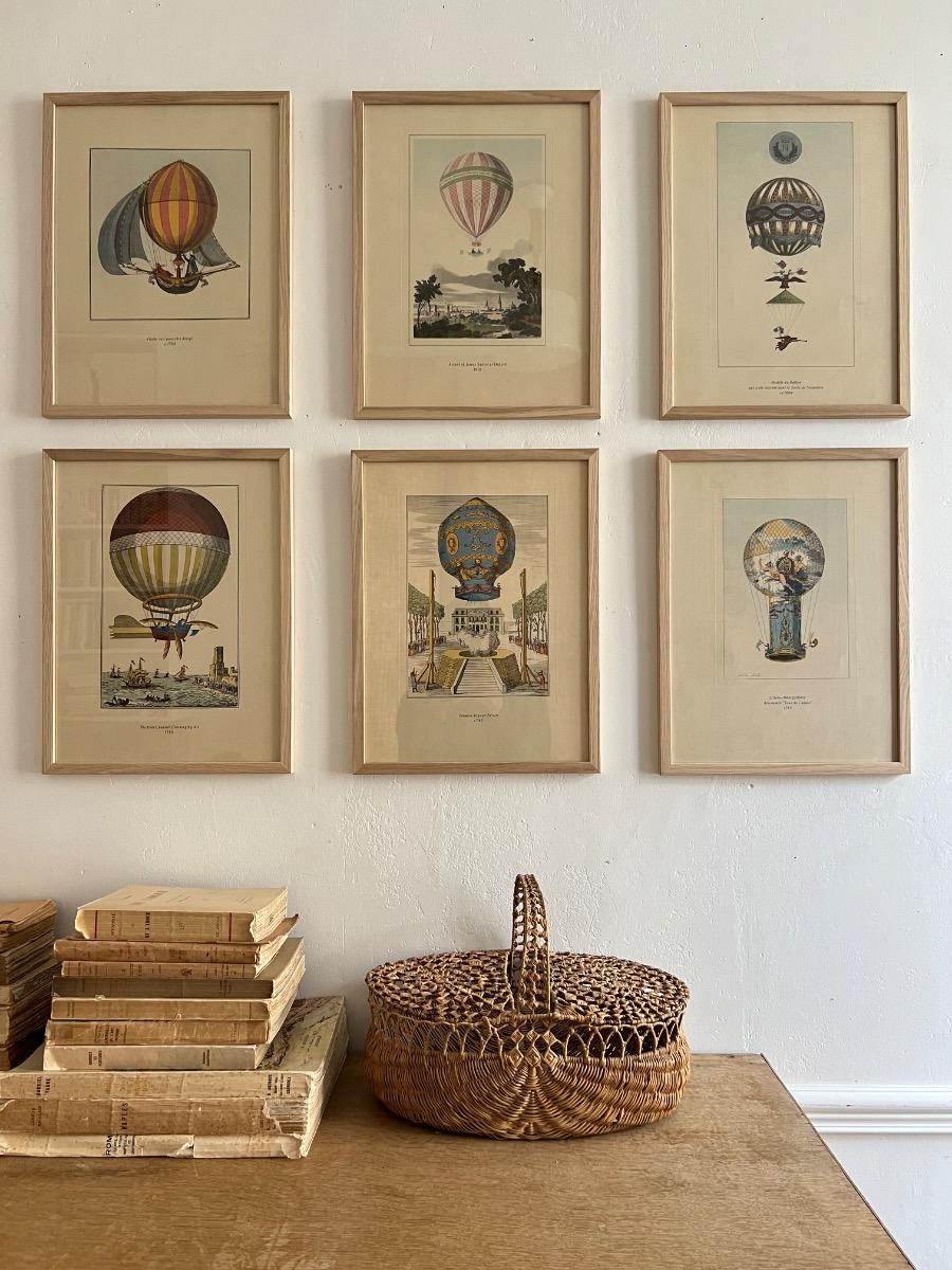 10 planches illustrées ballons encadrées 