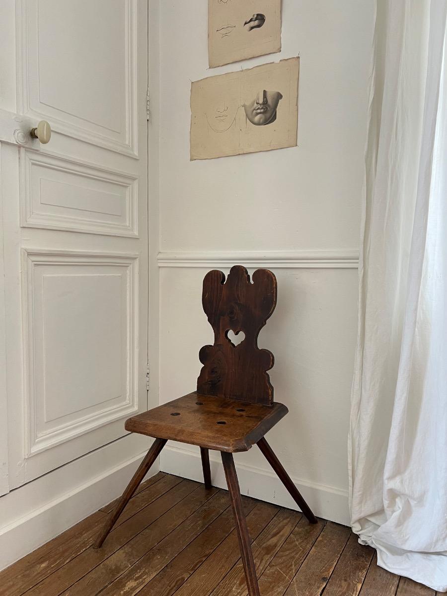Chaise escabelle fin XIXème