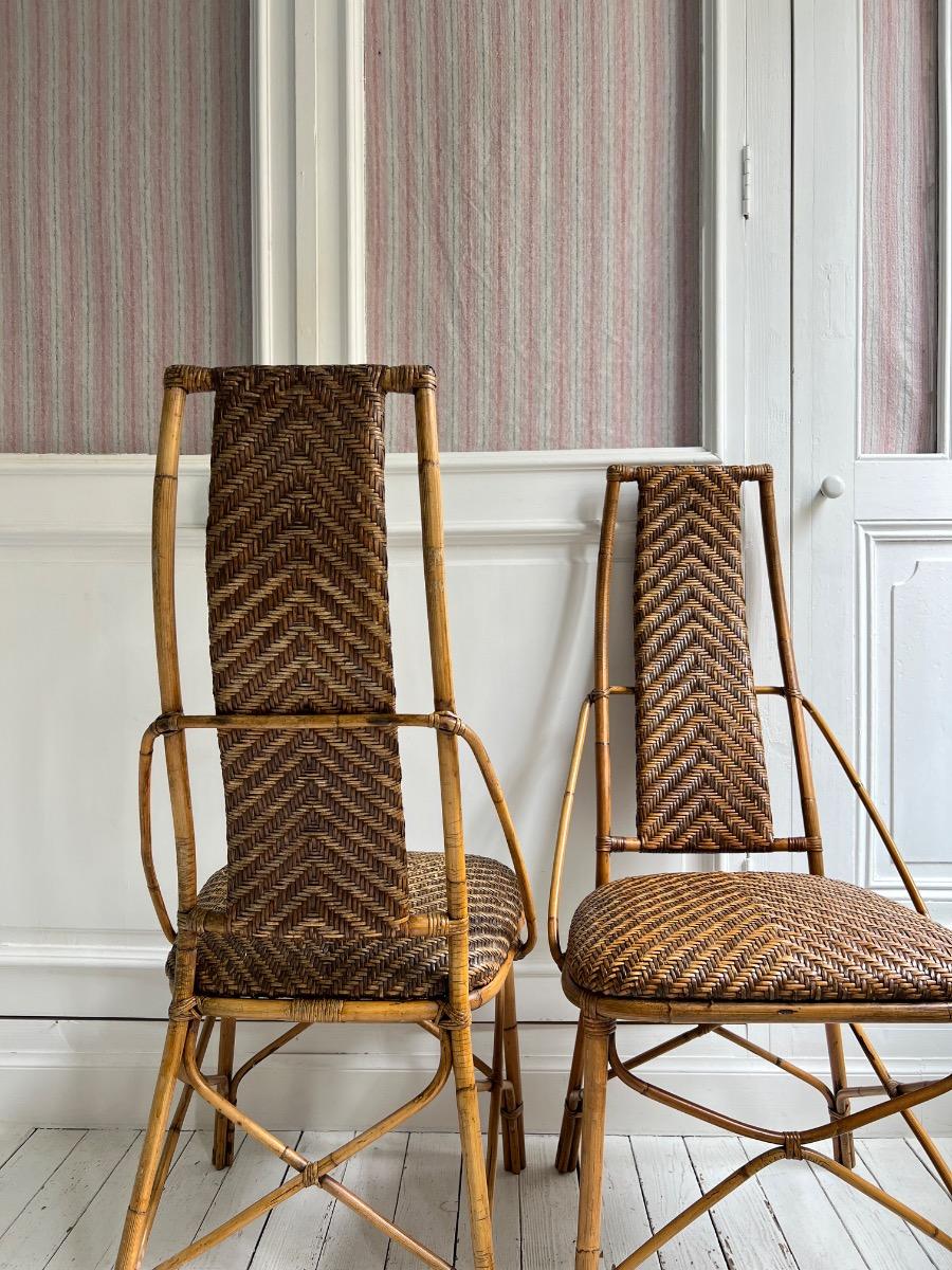 Paire de chaises rotin 1960