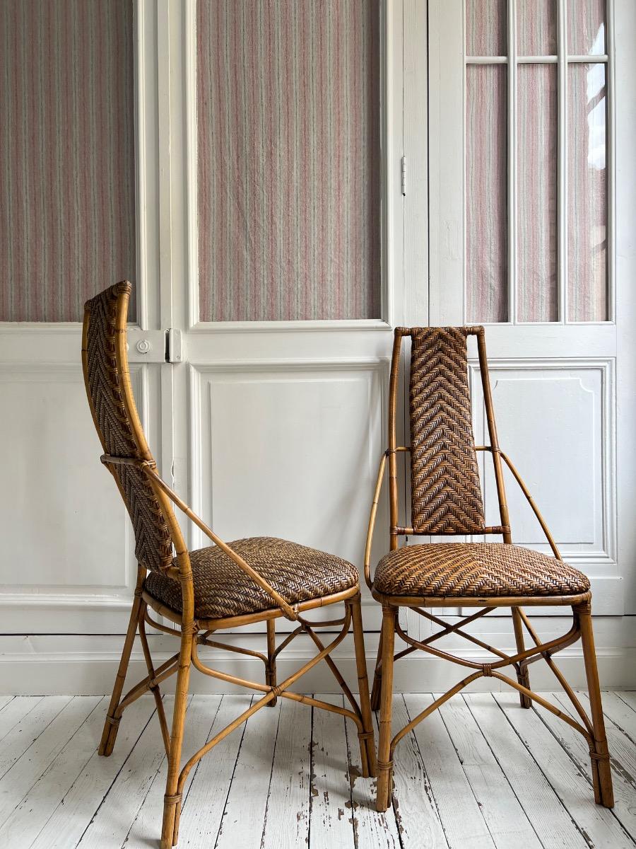 Paire de chaises rotin 1960