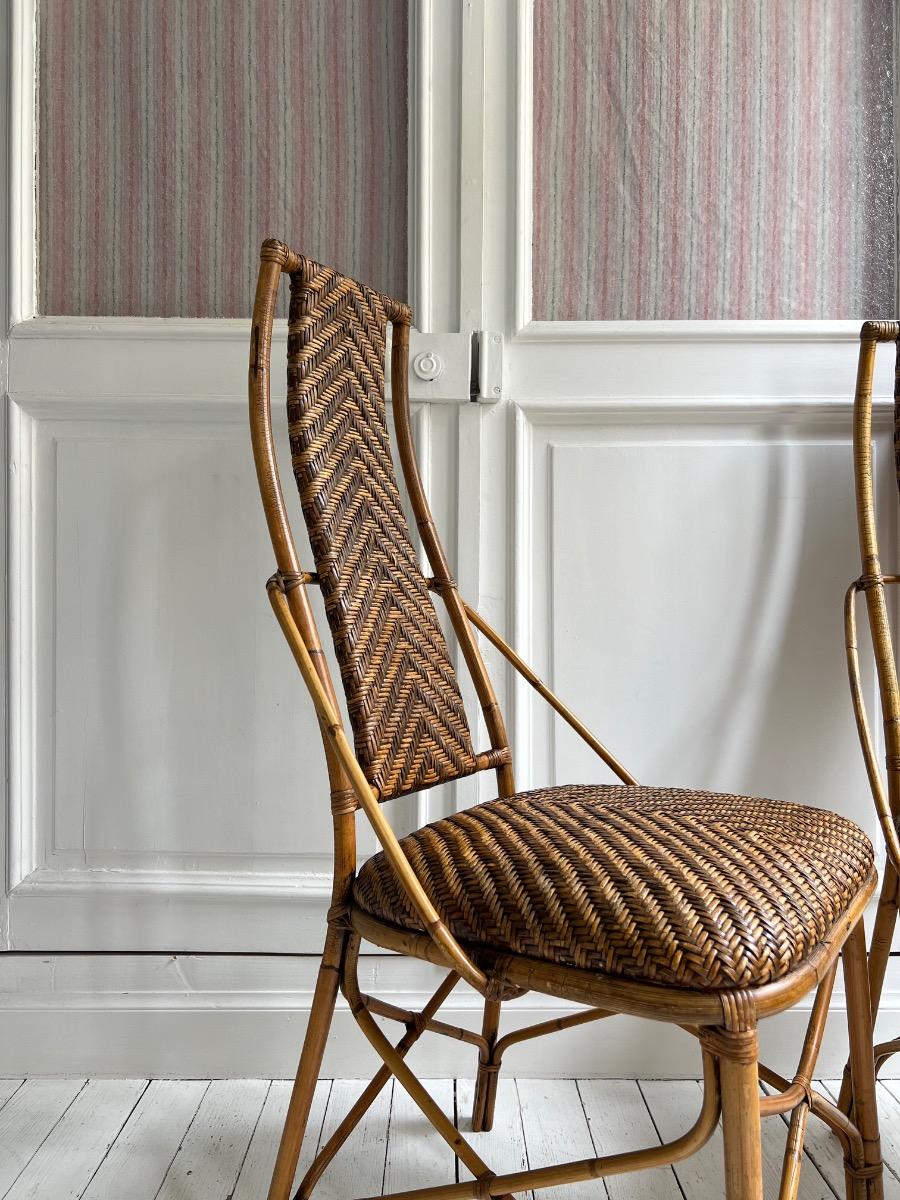 Paire de chaises rotin 1960