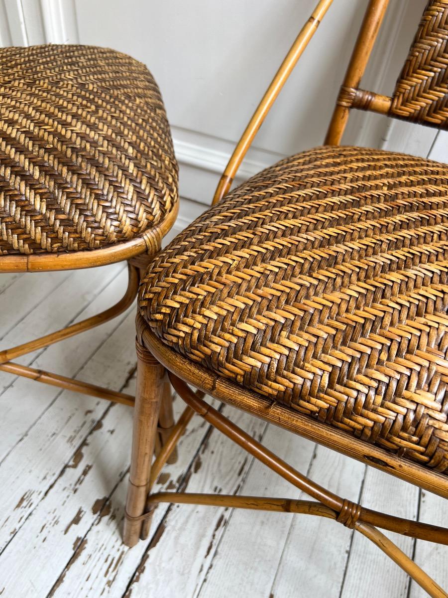 Paire de chaises rotin 1960