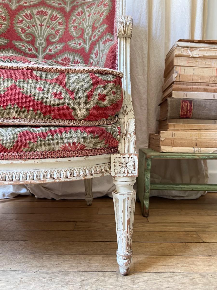 Large bergère de style LXVI tapisserie