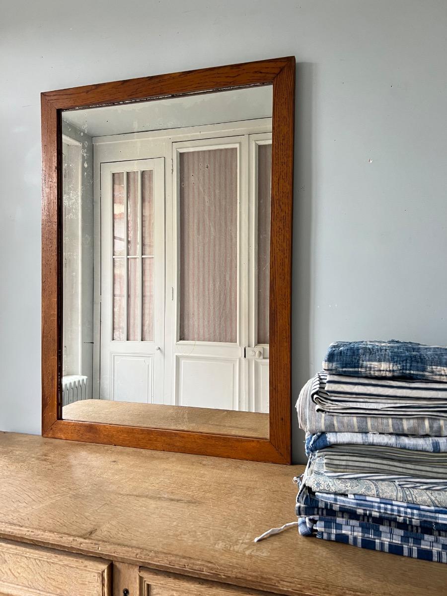 Miroir baguette chêne 1940