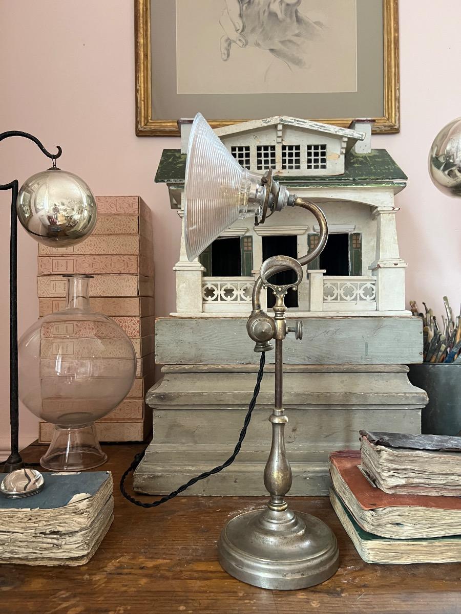 Lampe ajustable bronze nickelé 1920