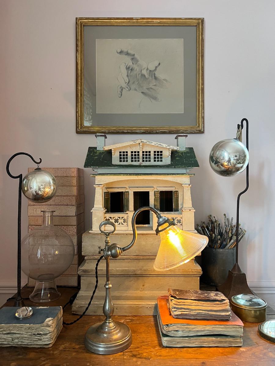 Lampe ajustable bronze nickelé 1920